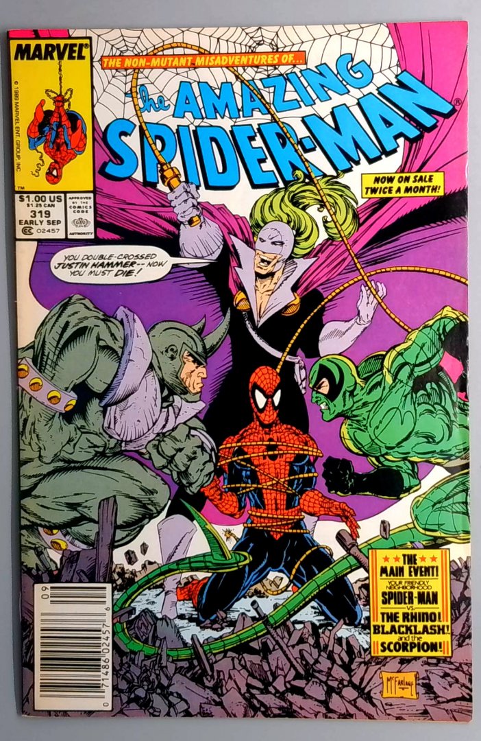 Amazing Spider-Man #319 VF- Backlash Newsstand Edition Marvel 1989