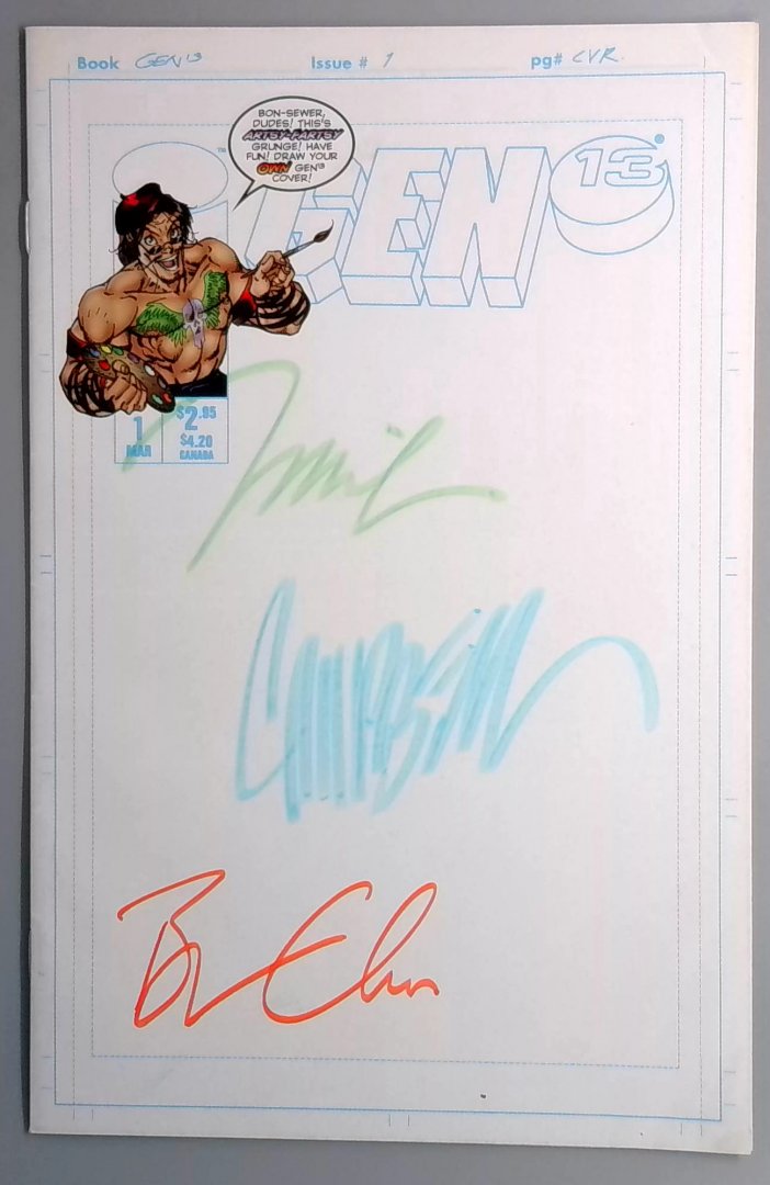 Gen13 #1 VF- Draw Your Own Cover Signed by Jim Lee, JSC and others Image 1995