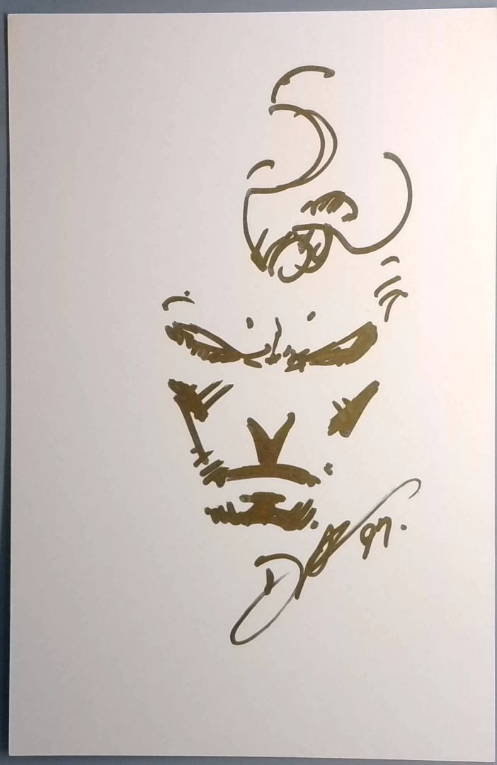 Original Character Portrait Sketch in Gold Ink Signed by David Finch