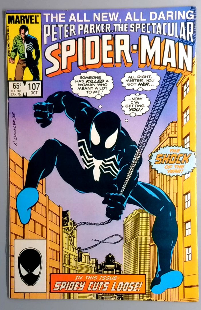 Spectacular Spider-Man #107 VF- 1st Sin Eater, Death of Jean Dewolff Marvel 1985