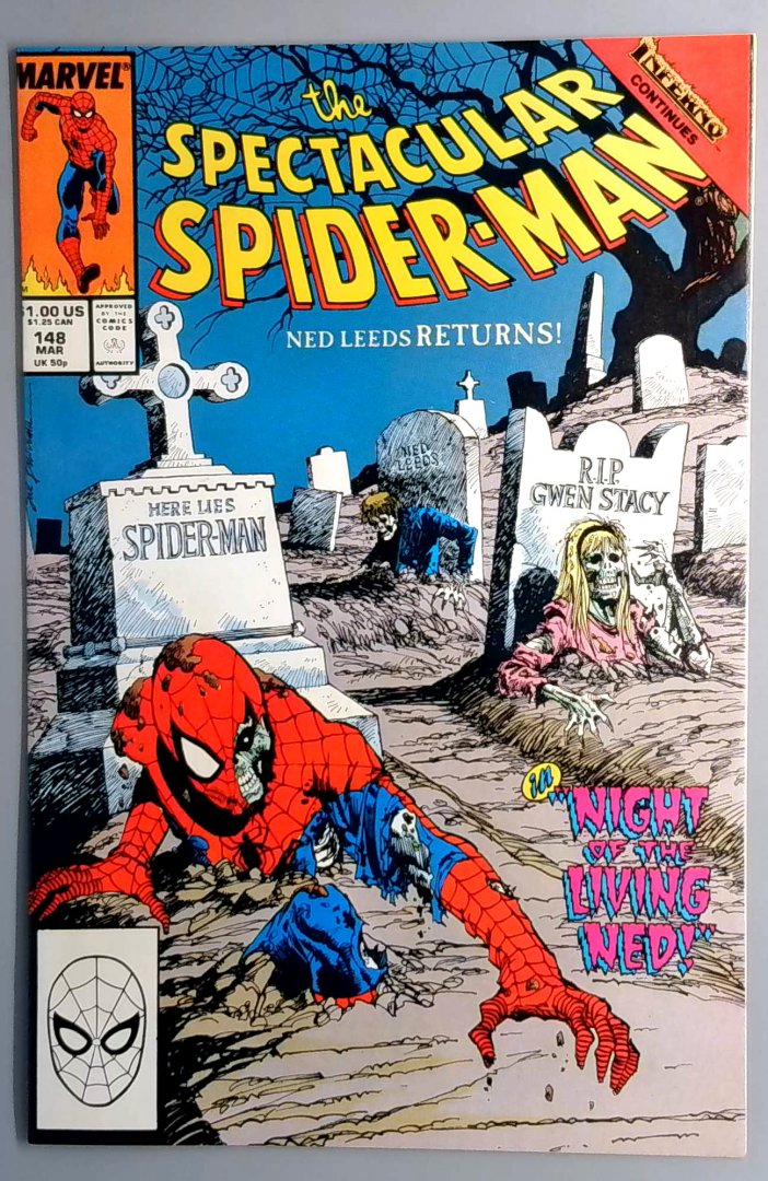 Spectacular Spider-Man #148 NM- Zombie Cover Marvel 1989