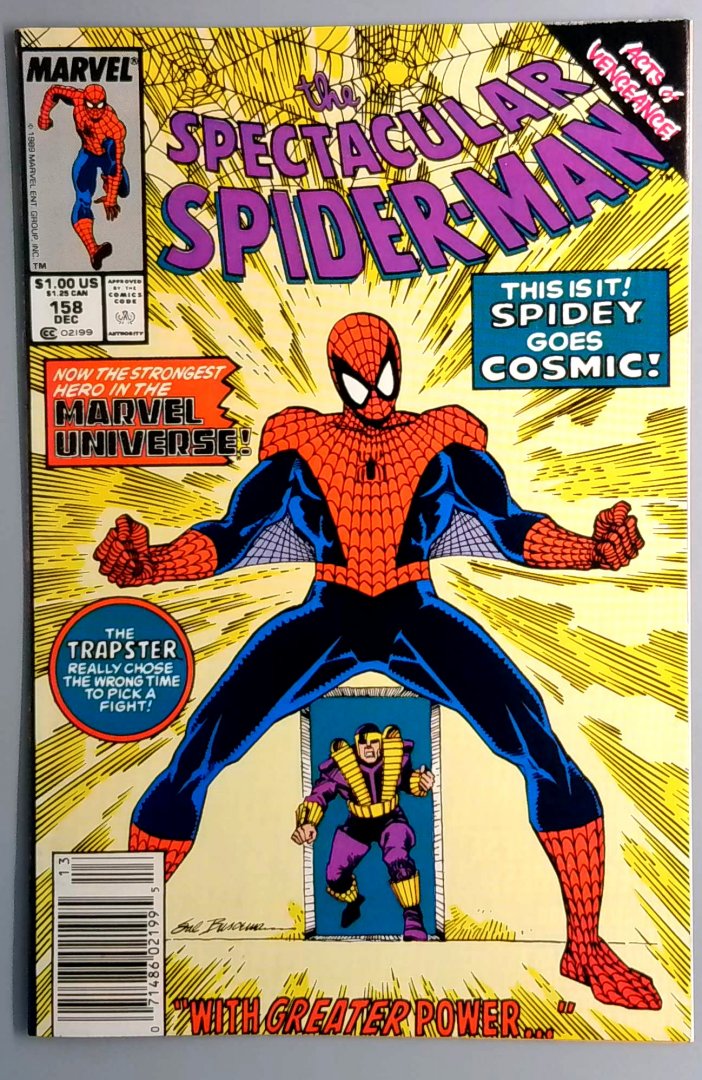 Spectacular Spider-Man #158 NM- Cosmic Spider-Man Newsstand Marvel 1989