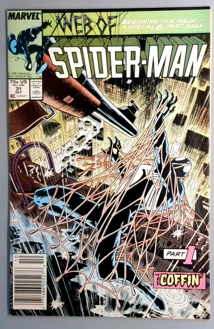 Web of Spider-Man #31 FN- Kravens Last Hunt Part 1 Newsstand, Marvel 1987